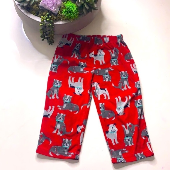 Carter’s toddler 2T red fleece puppy dog Print Pants unisex - Picture 1 of 5